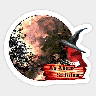 full Moon cardinal bird as above so below witches working Sticker